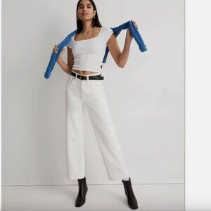 NEW Madewell Perfect Vintage Wide-Leg Crop Jean in Tile White Size 27P